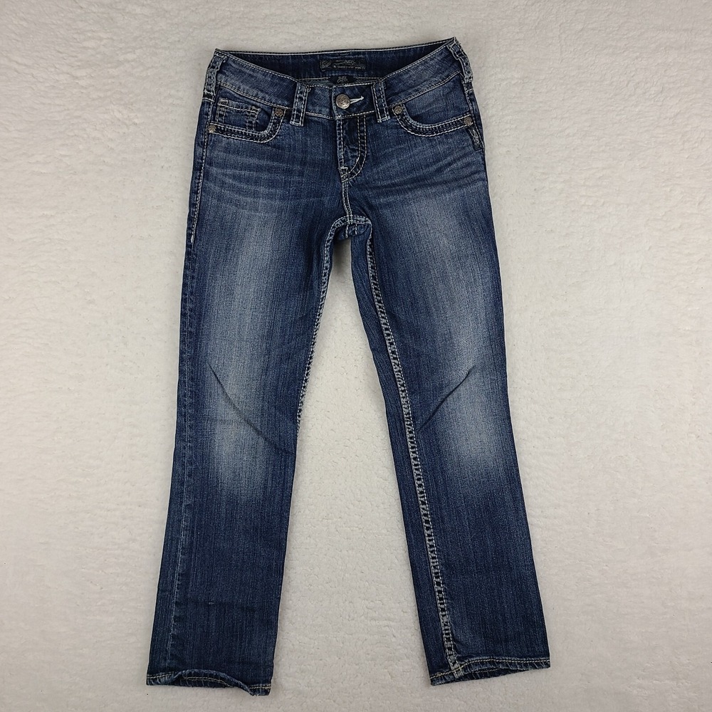 Silver Jeans Womens 26 Blue Suki Capri Dark Wash Denim *